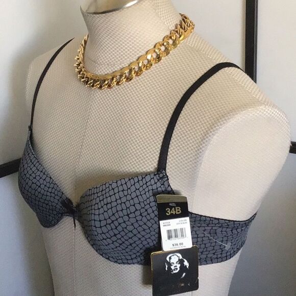 34B Marilyn Monroe Signature Padded Plunge Push-Up Demi Bra Feminine Y2K Casual - Picture 6 of 9